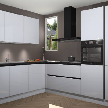 Sneeuwwitte hoogglans greeploze keuken Buenos Aires 103366