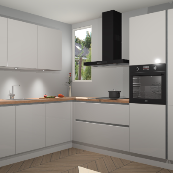 Zijdegrijze hoogglans greeploze keuken Buenos Aires 103428