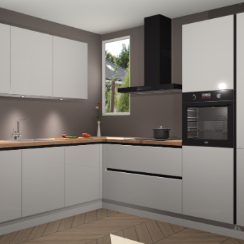 Zijdegrijze hoogglans greeploze keuken Buenos Aires 103431