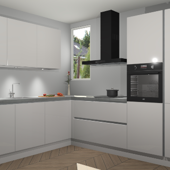 Zijdegrijze hoogglans greeploze keuken Buenos Aires 103475