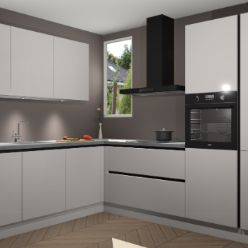 Zijdegrijze hoogglans greeploze keuken Buenos Aires 103478