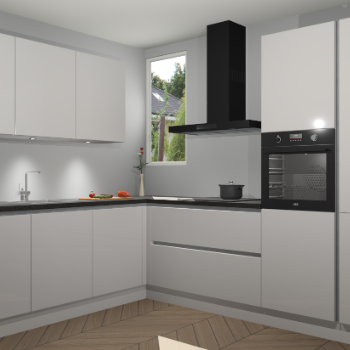 Zijdegrijze hoogglans greeploze keuken Buenos Aires 103503