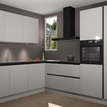 Zijdegrijze hoogglans greeploze keuken Buenos Aires 103506