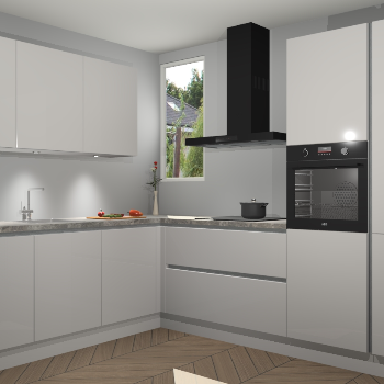 Zijdegrijze hoogglans greeploze keuken Buenos Aires 103515