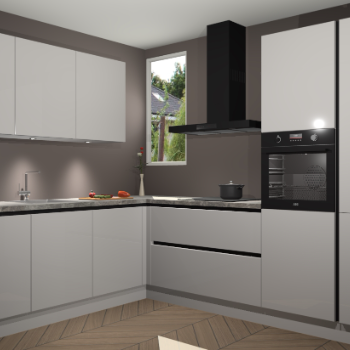 Zijdegrijze hoogglans greeploze keuken Buenos Aires 103517