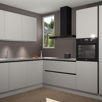 Zijdegrijze hoogglans greeploze keuken Buenos Aires 103555