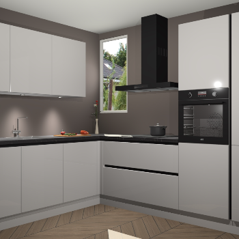 Zijdegrijze hoogglans greeploze keuken Buenos Aires 103573