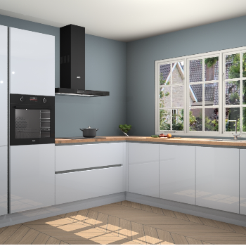 Sneeuwwitte Hoogglans greeploze keuken Casablanca 103089