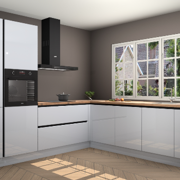 Sneeuwwitte Hoogglans greeploze keuken Casablanca 103092