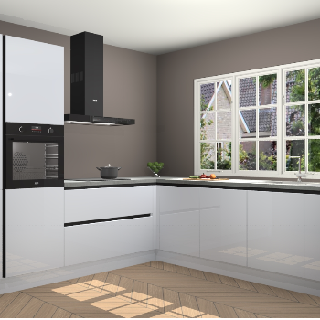 Sneeuwwitte Hoogglans greeploze keuken Casablanca 103112