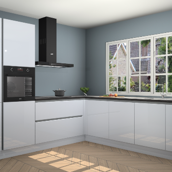 Sneeuwwitte Hoogglans greeploze keuken Casablanca 103115