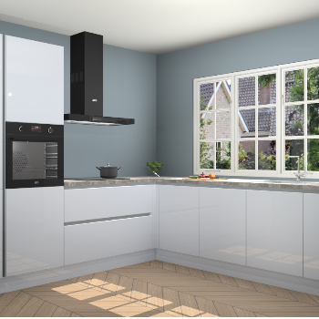 Sneeuwwitte Hoogglans greeploze keuken Casablanca 103121