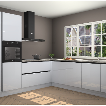 Sneeuwwitte Hoogglans greeploze keuken Casablanca 103124