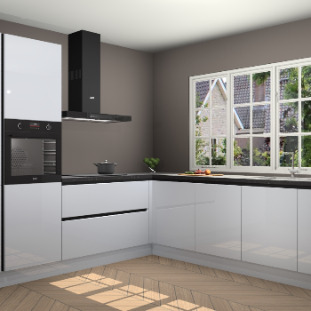 Sneeuwwitte Hoogglans greeploze keuken Casablanca 103136