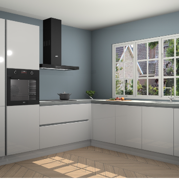 Zijdegrijze Hoogglans greeploze keuken Casablanca 103327