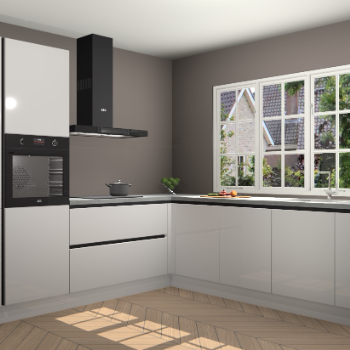 Zijdegrijze Hoogglans greeploze keuken Casablanca 103330