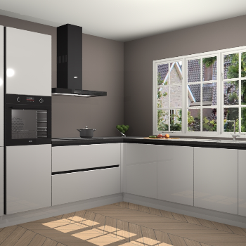 Zijdegrijze Hoogglans greeploze keuken Casablanca 103336