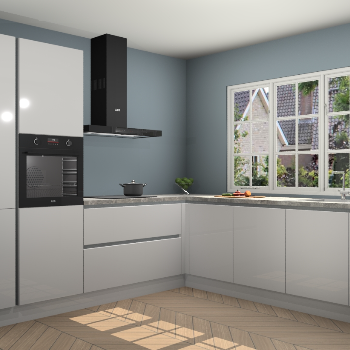 Zijdegrijze Hoogglans greeploze keuken Casablanca 103339