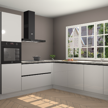 Zijdegrijze Hoogglans greeploze keuken Casablanca 103342