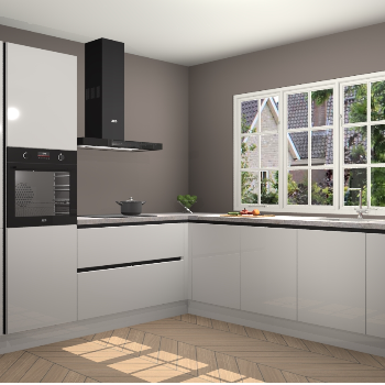 Zijdegrijze Hoogglans greeploze keuken Casablanca 103348