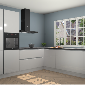 Zijdegrijze Hoogglans greeploze keuken Casablanca 103351