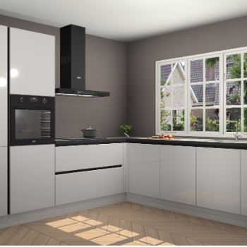 Zijdegrijze Hoogglans greeploze keuken Casablanca 103354