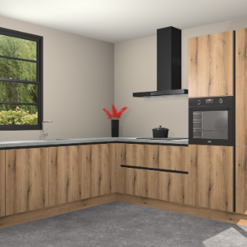 Goud Eiken greeploze keuken Porto 103143