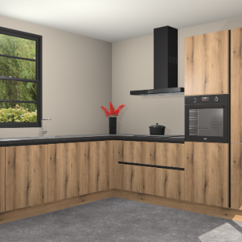 Goud Eiken greeploze keuken Porto 103149