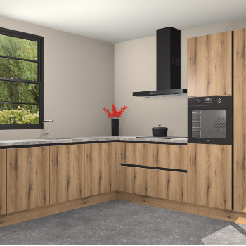 Goud Eiken greeploze keuken Porto 103155