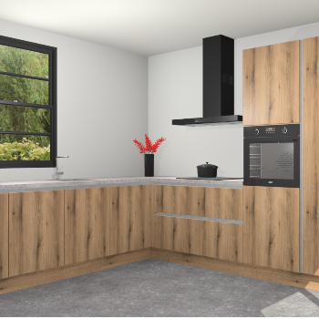 Goud Eiken greeploze keuken Porto 103158