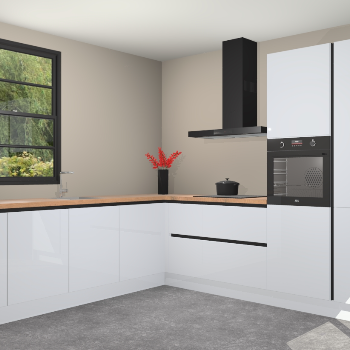 Sneeuwwitte hoogglans greeploze keuken Porto 103271