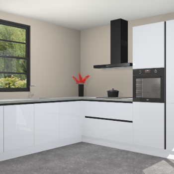 Sneeuwwitte hoogglans greeploze keuken Porto 103295