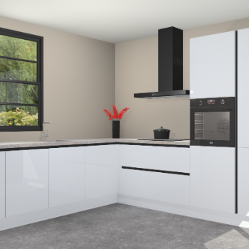 Sneeuwwitte hoogglans greeploze keuken Porto 103312