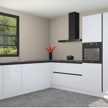 Sneeuwwitte hoogglans greeploze keuken Porto 103318