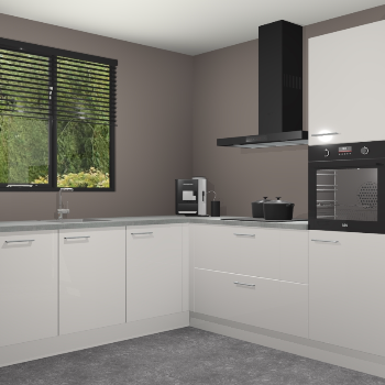 Zijdegrijze hoogglans keuken Porto 103438