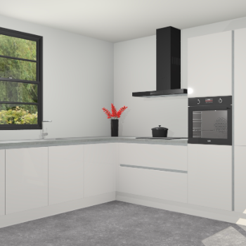 Zijdegrijze hoogglans greeploze keuken Porto 103440