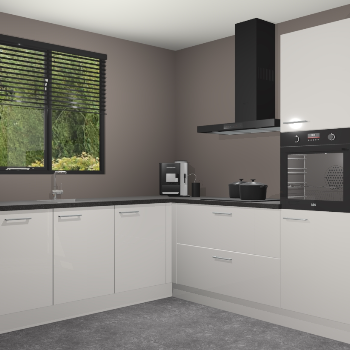 Zijdegrijze hoogglans keuken Porto 103444
