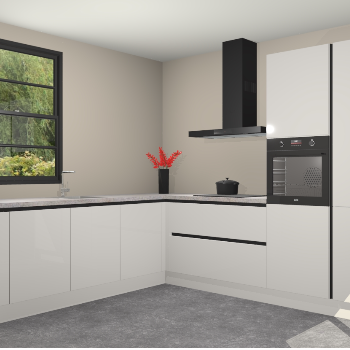 Zijdegrijze hoogglans greeploze keuken Porto 103463