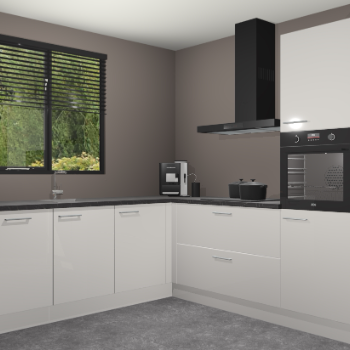 Zijdegrijze hoogglans keuken Porto 103464