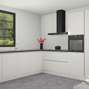 Zijdegrijze hoogglans greeploze keuken Porto 103466