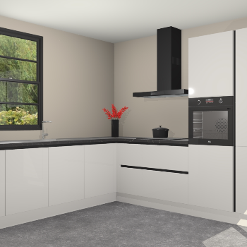 Zijdegrijze hoogglans greeploze keuken Porto 103469