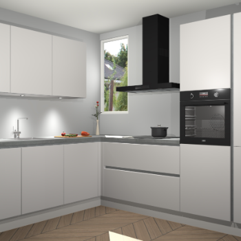 Zijdegrijze greeploze keuken Buenos Aires 103895