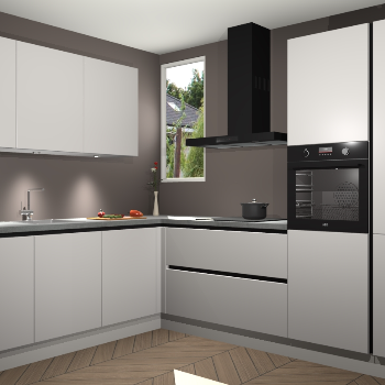 Zijdegrijze greeploze keuken Buenos Aires 103898