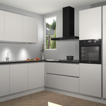 Zijdegrijze greeploze keuken Buenos Aires 104069