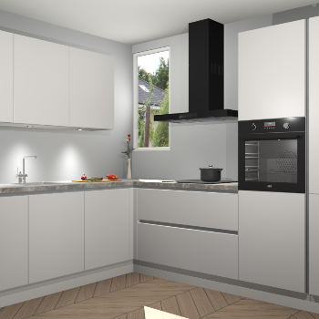 Zijdegrijze greeploze keuken Buenos Aires 104159