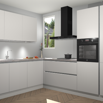 Zijdegrijze greeploze keuken Buenos Aires 104198