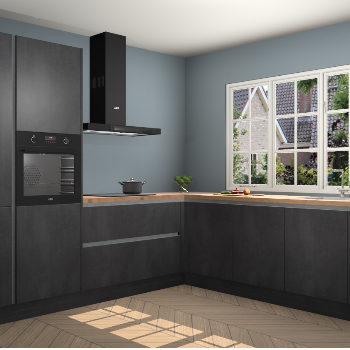 Beton Zwarte greeploze keuken Casablanca 104529