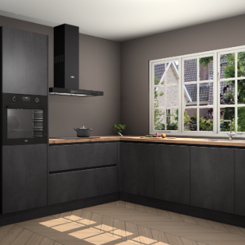 Beton Zwarte greeploze keuken Casablanca 104532