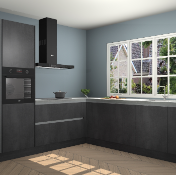 Beton Zwarte greeploze keuken Casablanca 104775