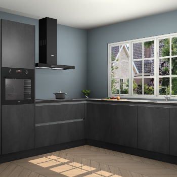 Beton Zwarte greeploze keuken Casablanca 104781